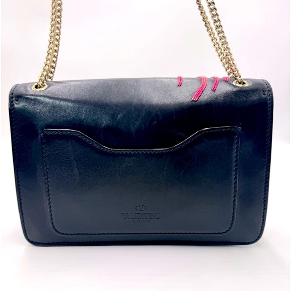 Valentino Garavani Black Leather Lipstick Demilune Rockstud Bag Preloved Purse - Picture 7 of 16